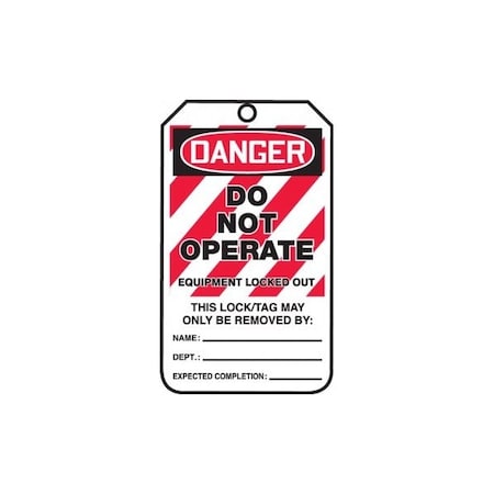 Accuform French Safety Tags, DANGER DO NOT OPERATE EQUIPMENT LOCKED OUT, 5.75in x 3.25in, PF-Cardstock, 25PK FRMLT405CTP